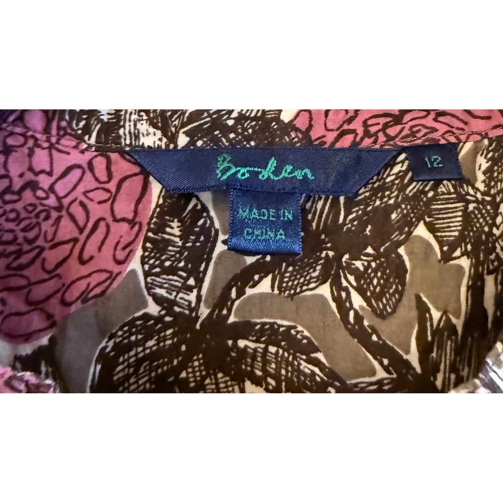 Boden Women's Pretty Feminine Brown and Pink Floral Casual Top/Blouse Medium - Picture 5 of 7
